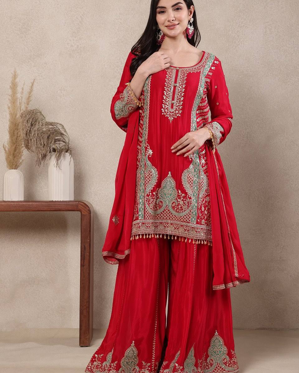 The Sovereign Crimson Sharara Set